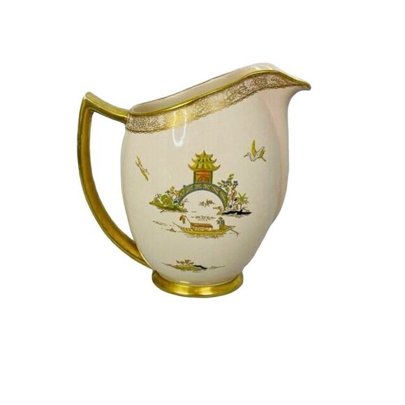 Vintage 1940's Carlton Ware Pink Royale #1676 Pagoda Water Pitcher 7" - Picture 4 of 8